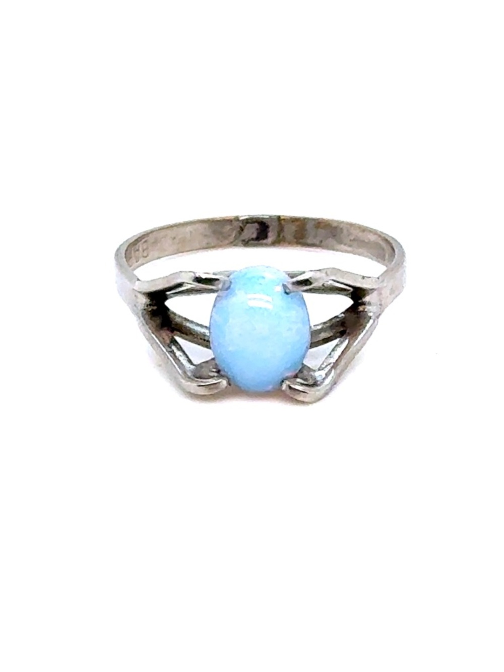 Silver‎ Blue Opal Oval Ring